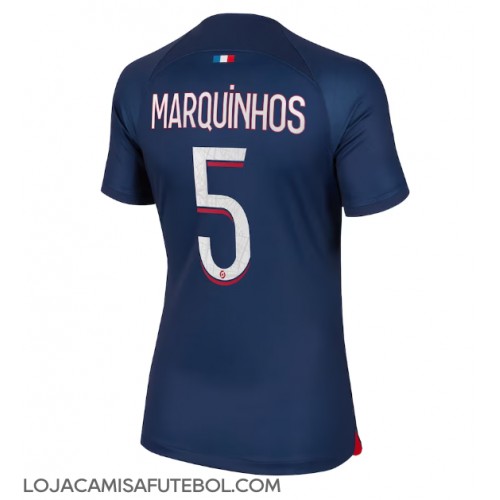 Camisa de Futebol Paris Saint-Germain Marquinhos #5 Equipamento Principal Mulheres 2023-24 Manga Curta